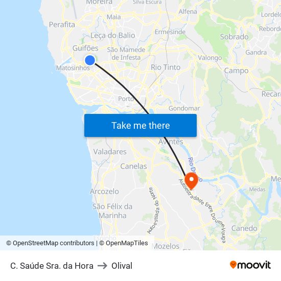 C. Saúde Sra. da Hora to Olival map