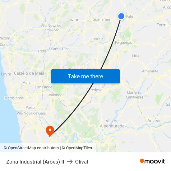 Zona Industrial (Arões) II to Olival map
