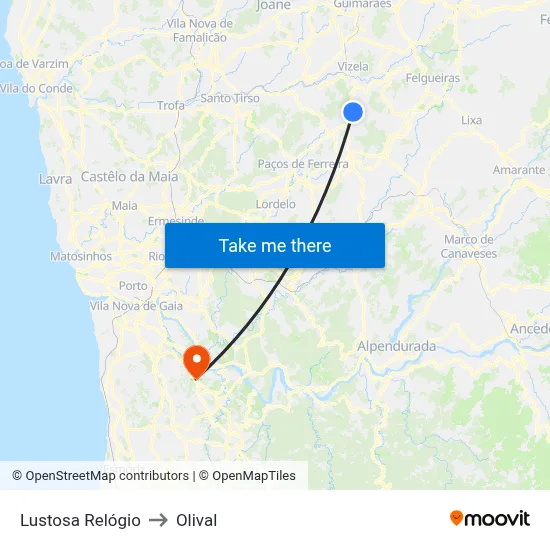 Lustosa Relógio to Olival map