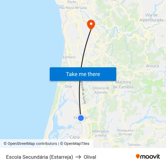 Escola Secundária (Estarreja) to Olival map