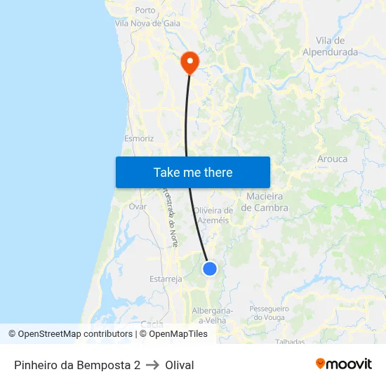 Pinheiro da Bemposta 2 to Olival map