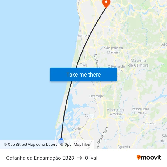 Gafanha da Encarnação EB23 to Olival map