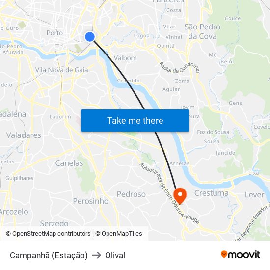 Campanhã (Estação) to Olival map