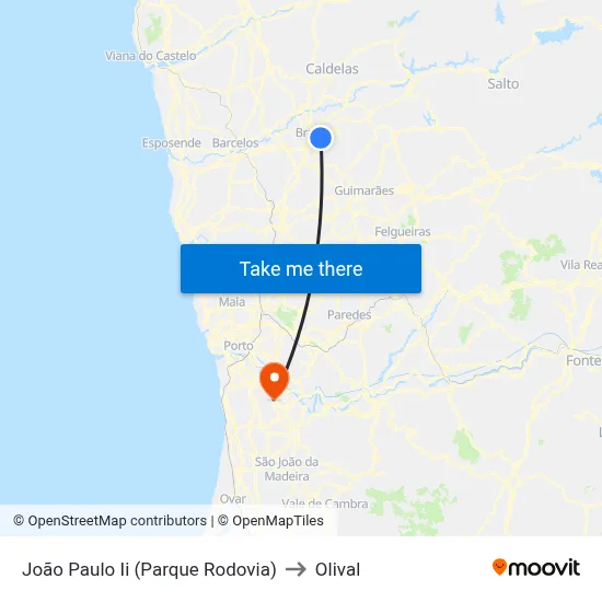 João Paulo Ii (Parque Rodovia) to Olival map