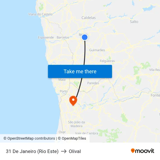 31 De Janeiro (Rio Este) to Olival map