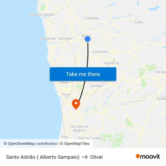 Santo Adrião ( Alberto Sampaio) to Olival map