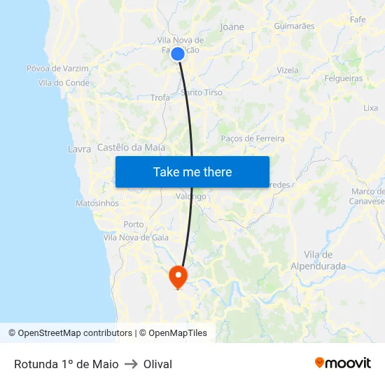Rotunda 1º de Maio to Olival map