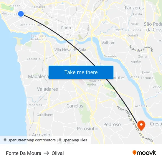 Fonte Da Moura to Olival map
