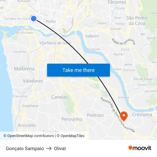 Gonçalo Sampaio to Olival map