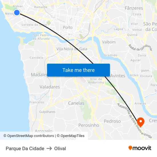 Parque Da Cidade to Olival map