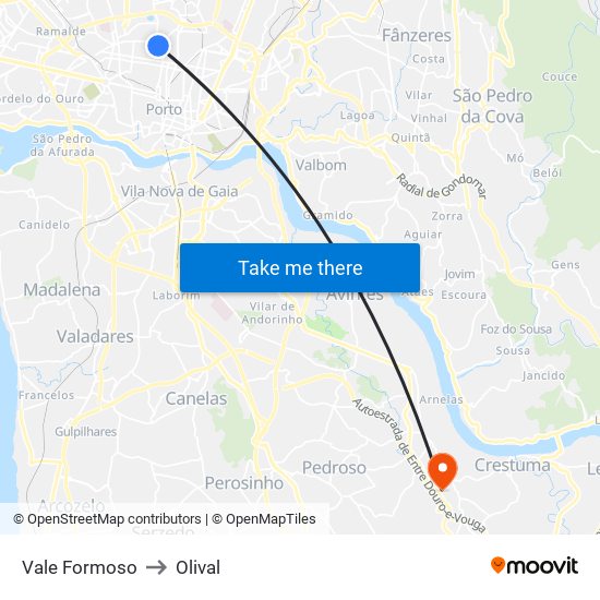 Vale Formoso to Olival map