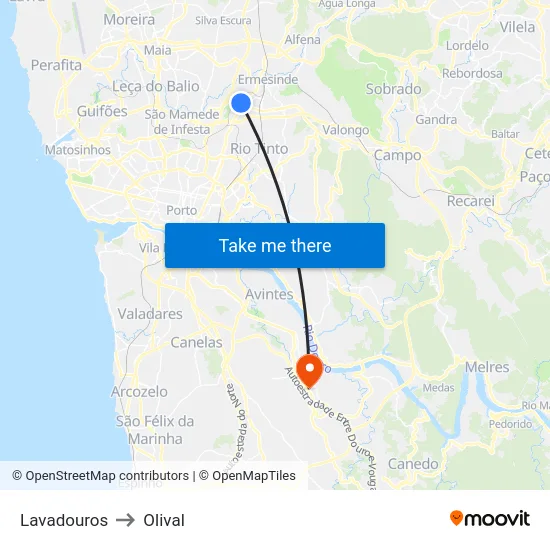 Lavadouros to Olival map