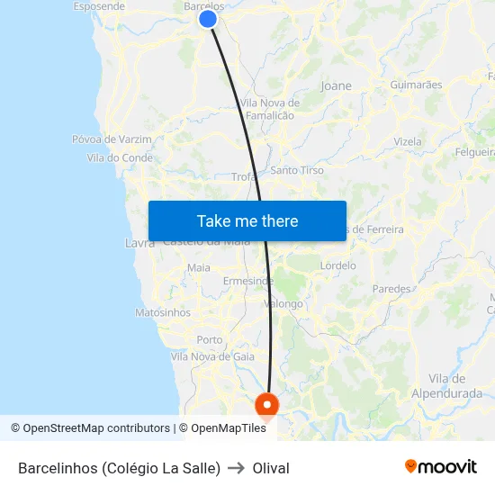 Barcelinhos (Colégio La Salle) to Olival map