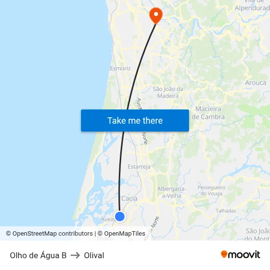Olho de Água B to Olival map