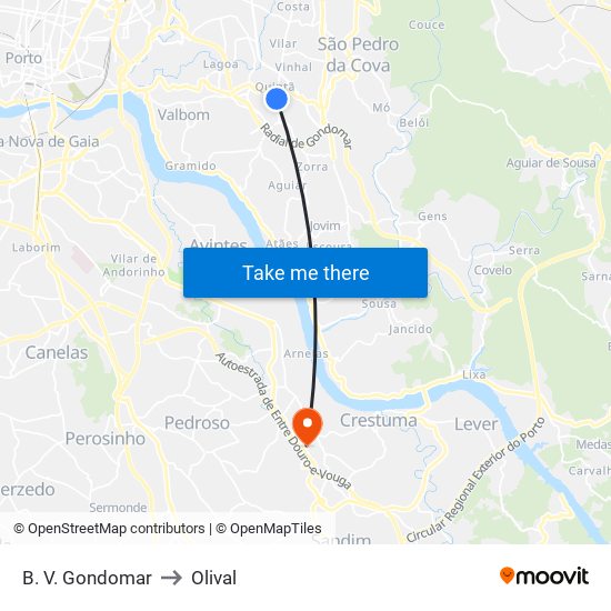 B. V. Gondomar to Olival map