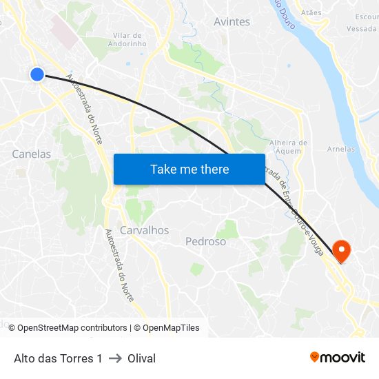 Alto das Torres 1 to Olival map