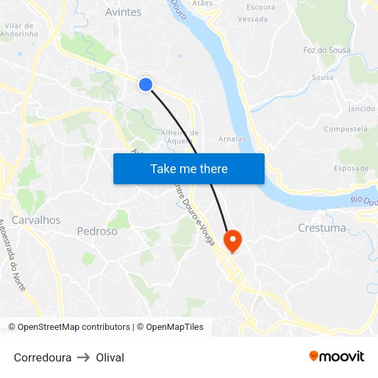 Corredoura to Olival map