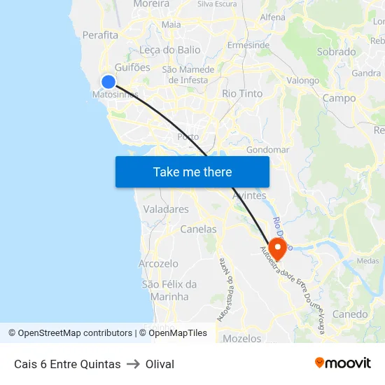 Cais 6 Entre Quintas to Olival map
