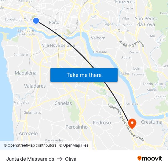 Junta de Massarelos to Olival map