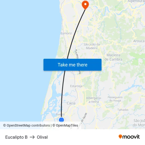 Eucalipto B to Olival map