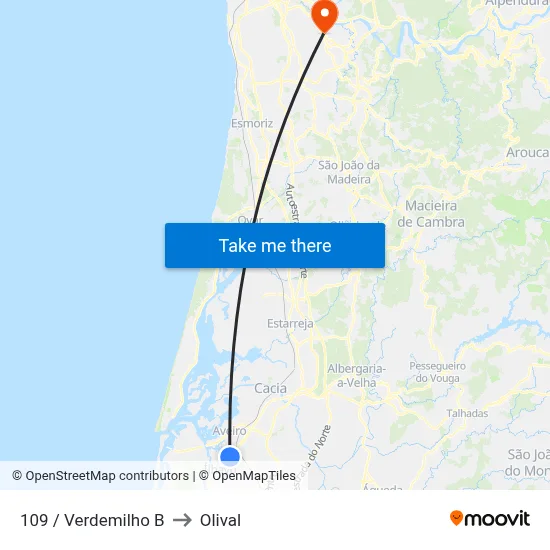 109 / Verdemilho B to Olival map