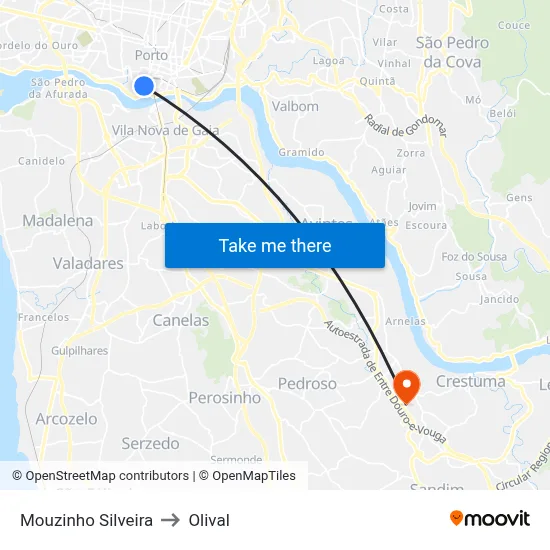 Mouzinho Silveira to Olival map