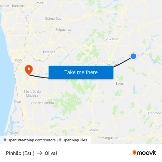 Pinhão (Est.) to Olival map