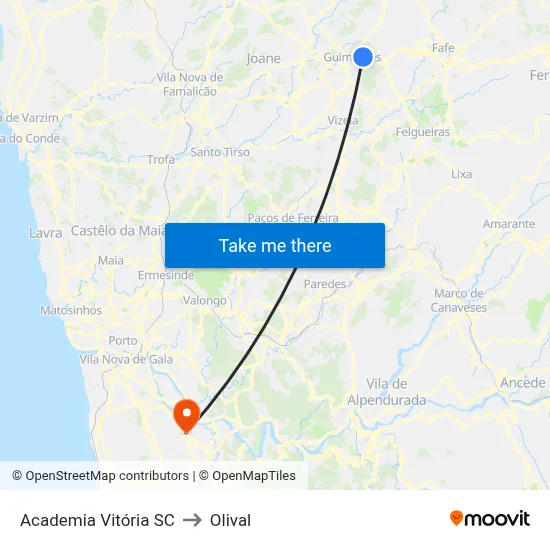Academia Vitória SC to Olival map