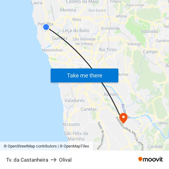 Tv. da Castanheira to Olival map