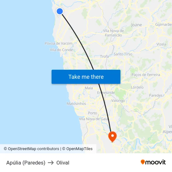 Apúlia (Paredes) to Olival map
