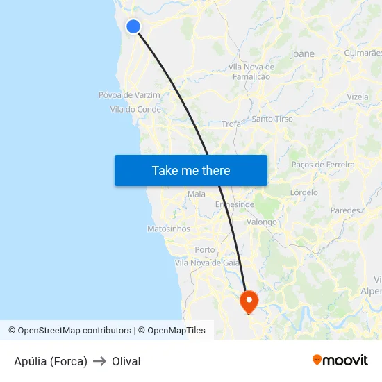 Apúlia (Forca) to Olival map