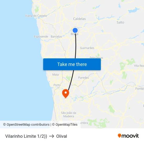 Vilarinho Limite 1/2)) to Olival map