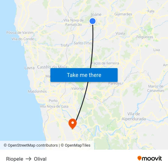 Riopele to Olival map