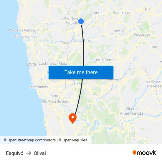 Esquivó to Olival map