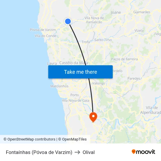 Fontaínhas (Póvoa de Varzim) to Olival map