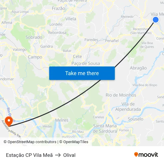 Estação CP Vila Meã to Olival map