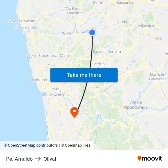 Pe. Arnaldo to Olival map