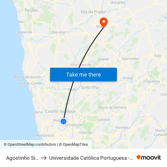 Agostinho Silva Rocha to Universidade Católica Portuguesa - Faculdade de Teologia map