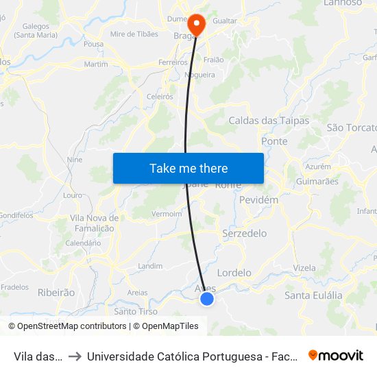 Vila das Aves to Universidade Católica Portuguesa - Faculdade de Teologia map
