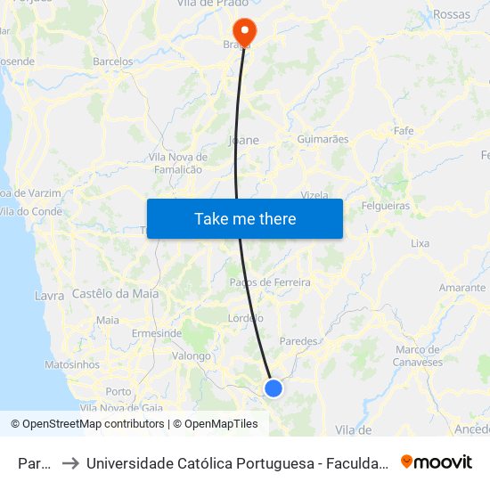 Parada to Universidade Católica Portuguesa - Faculdade de Teologia map