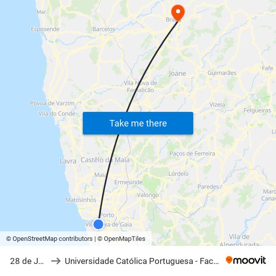 28 De Janeiro to Universidade Católica Portuguesa - Faculdade de Teologia map