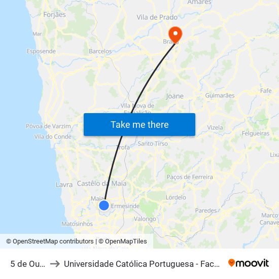 5 de Outubro to Universidade Católica Portuguesa - Faculdade de Teologia map