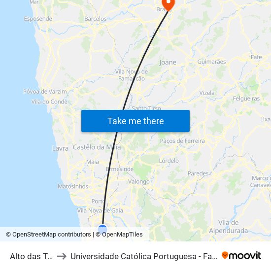 Alto das Torres 1 to Universidade Católica Portuguesa - Faculdade de Teologia map