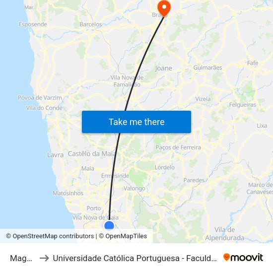 Magarão to Universidade Católica Portuguesa - Faculdade de Teologia map