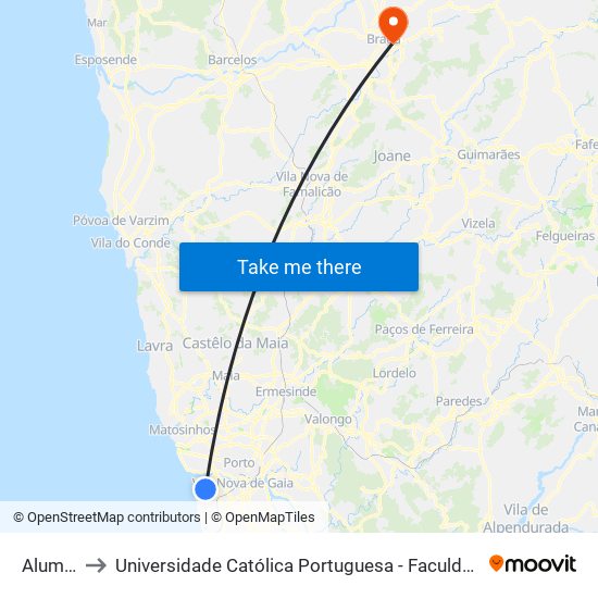 Alumiara to Universidade Católica Portuguesa - Faculdade de Teologia map
