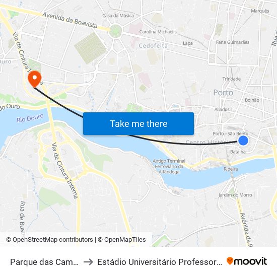 Parque das Camélias (Terminal) to Estádio Universitário Professor Doutor Jayme Rios Souza map