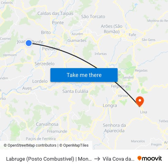 Labruge (Posto Combustível) | Monte do Rio to Vila Cova da Lixa map