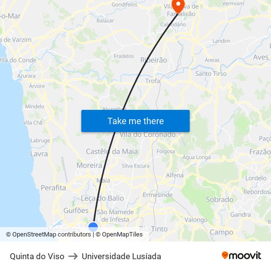 Quinta do Viso to Universidade Lusíada map