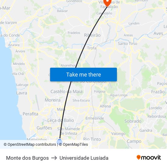 Monte dos Burgos to Universidade Lusíada map
