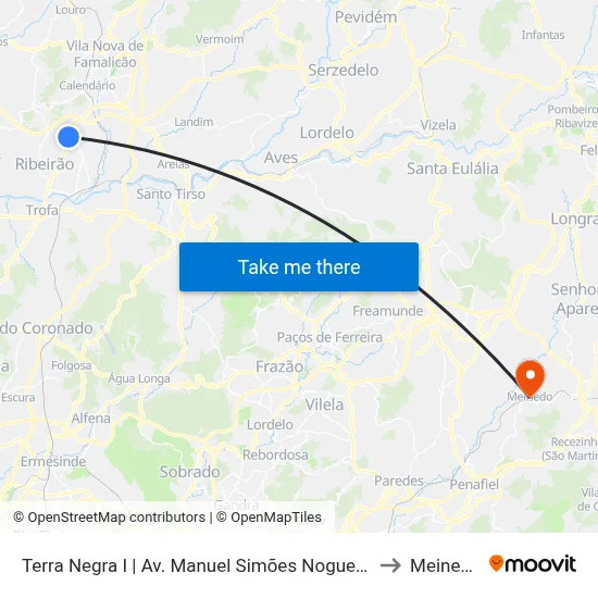 Terra Negra I | Av. Manuel Simões Nogueira to Meinedo map